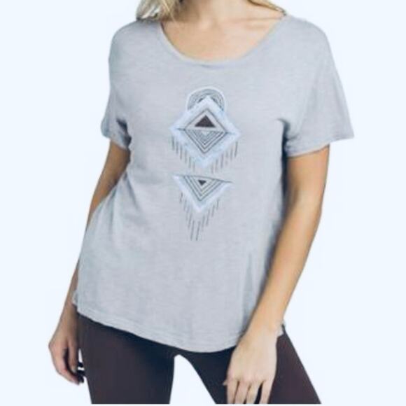 NWT Prana Light Gray Chez Tee aztec tribal oversized med - Picture 2 of 9